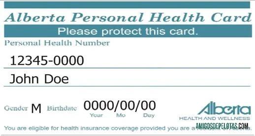 Cartão de seguro saúde de Alberta modelo